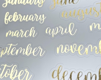 Foiled Monthly Journal Stickers – Planner, Scrapbook