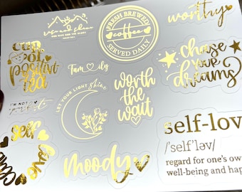 Foiled Journal Stickers: Planner Scrapbook Quotes