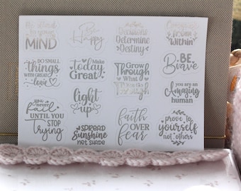Foiled Mental Health Journal Stickers: Planner Scrapbook Quotes
