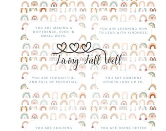 Lunchbox Affirmation Cards for Kids | Muted Rainbows Edition K-6 – Printable PDF | Back-to-School Notes