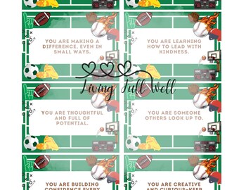 Lunchbox Affirmation Cards for Kids | Sports Edition Edition K-6 – Printable PDF | Back-to-School Notes