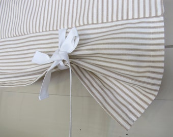 Swag Valance in Tan Ticking, Custom Widths, Small Narrow Wide Large, neutral tones Small Window Wide Curtain P080824