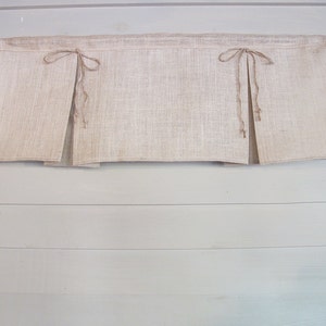 Pleated Burlap Valance With Jute Bows Window Treatment Natural Rustic ...