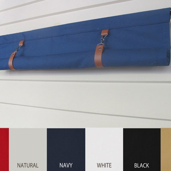 Swedish Blind with Leather Straps, Custom Widths, Canvas Choice of Color, 36 Long or Custom Length Small Window Wide Curtain