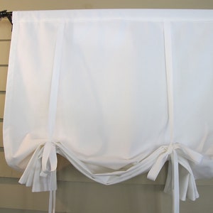 Tie Up Curtain Custom Widths WHITE all cotton 10 oz canvas, 60 Inch Long or Custom Length Small Window Wide Curtain P080824