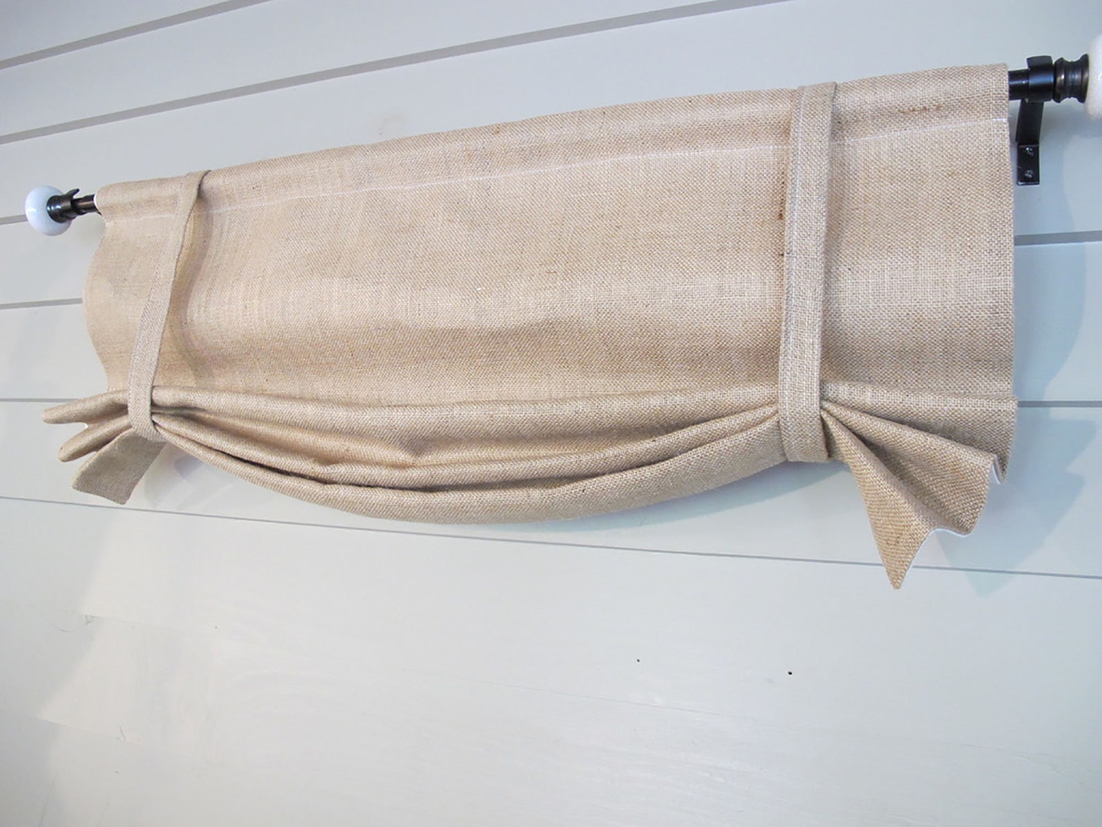 NATURAL Burlap Banded LINED Swag Valance Kitchen Simple Etsy