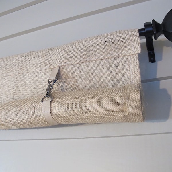 Roll Up Swedish Blind Curtain, Custom Widths, Natural Burlap, 60 Long or Custom Length Small Window Wide Curtain