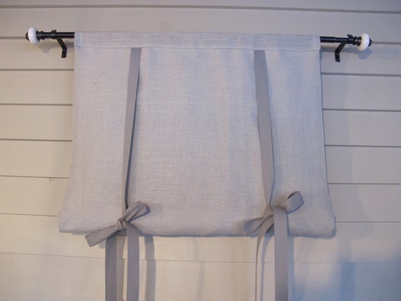 Ash Gray Burlap Shade 36 Inch Long With Gray Twill Tape Ties Etsy