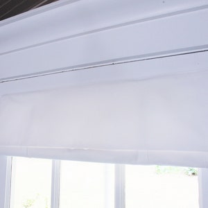 WHITE Canvas French Door Curtain, Kitchen Door Privacy Shade, Custom Widths, Custom Lengths 48L, Hook and Loop Installation P080824