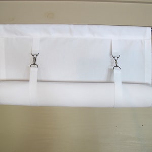 Roll Up White Cotton Privacy Window Shade, Custom Widths, Kitchen Glass Door Small Window Wide Curtain choices
