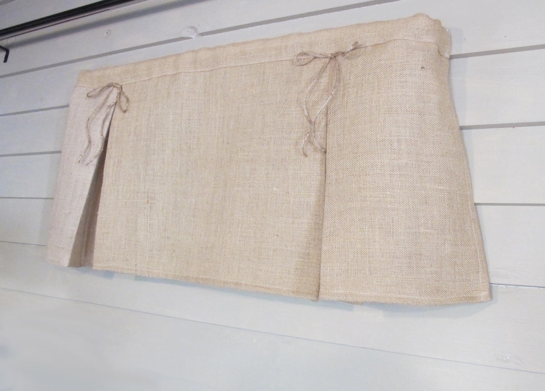 Pleated Burlap Valance with Jute Bows Window Treatment Natural | Etsy
