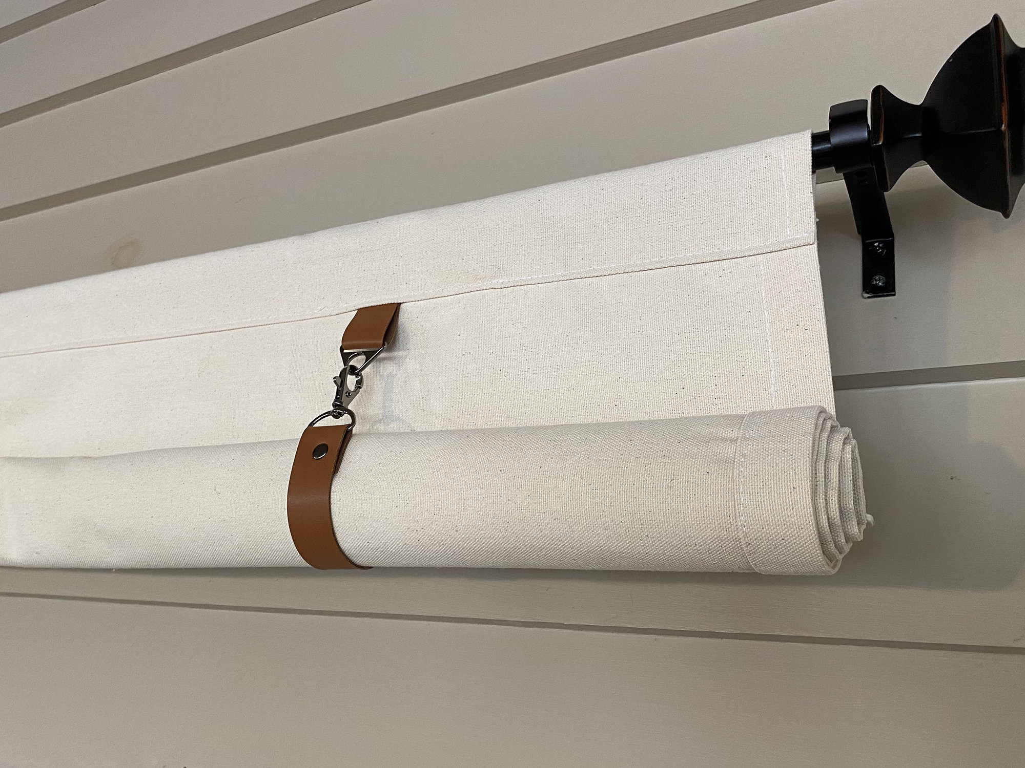 Cortina enrollable sueca, anchos personalizados, lona natural con correas de piel sintética, 36 pulgadas de largo o longitud personalizada para ventanas pequeñas P080824 opciones