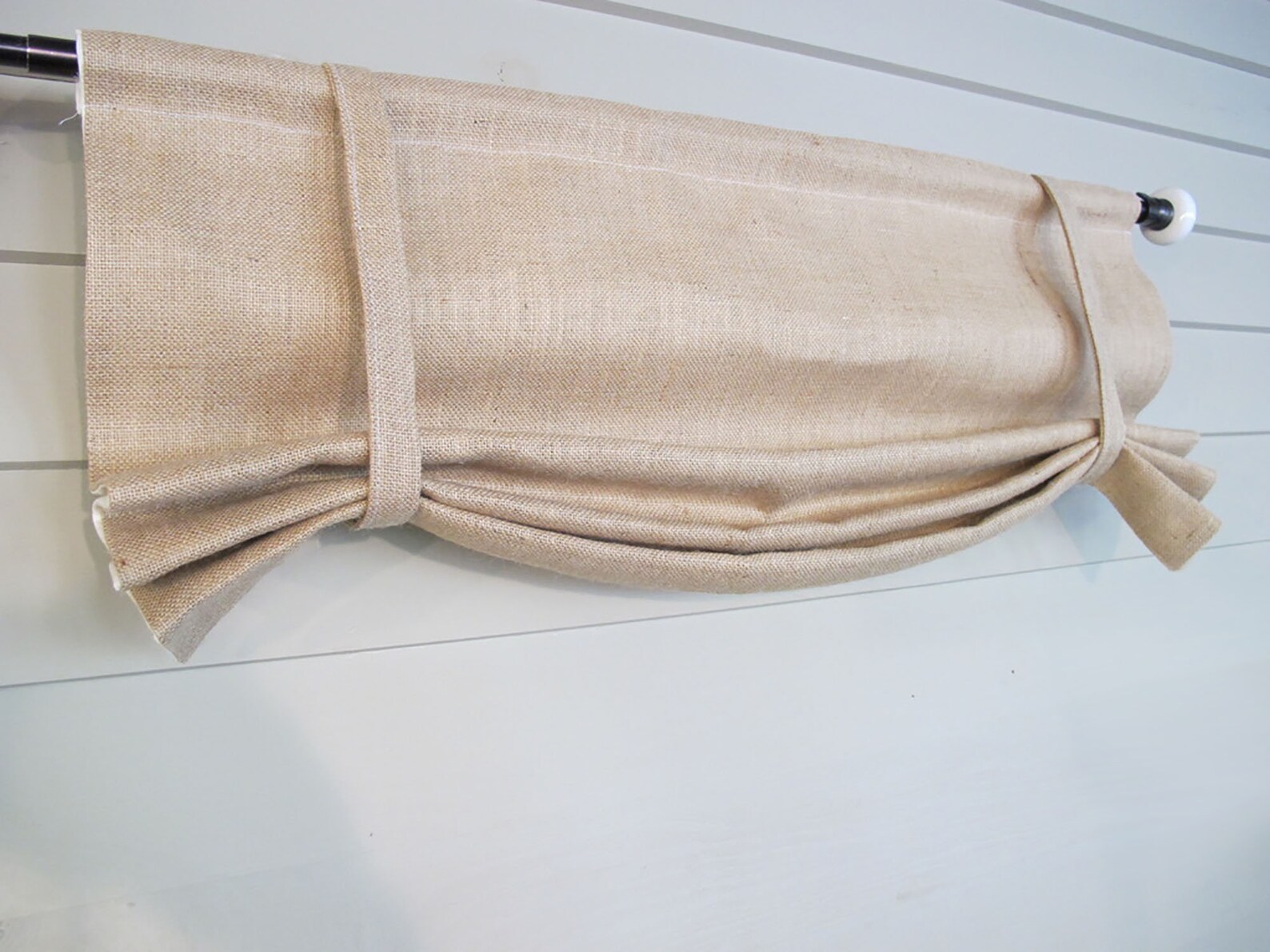 NATURAL Burlap Banded LINED Swag Valance Kitchen Simple - Etsy