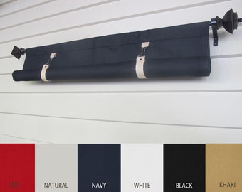 Swedish Blind with Jute Braid Straps, Custom Widths, Navy Canvas, 60 Long or Custom Length Color Choices Small Window Wide Curtain