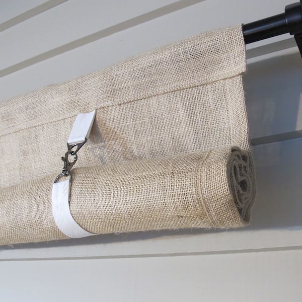 Swedish blind Window Shade, Custom Widths, Natural BURLAP 60 Long or Custom Length Small Window Wide Curtain