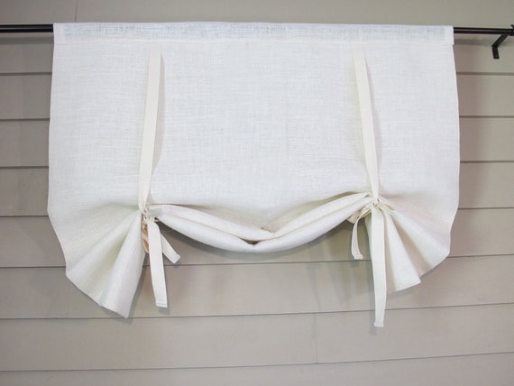 White Burlap 36 Inch Long Burlap Curtain Blind Tie Up Swedish Etsy