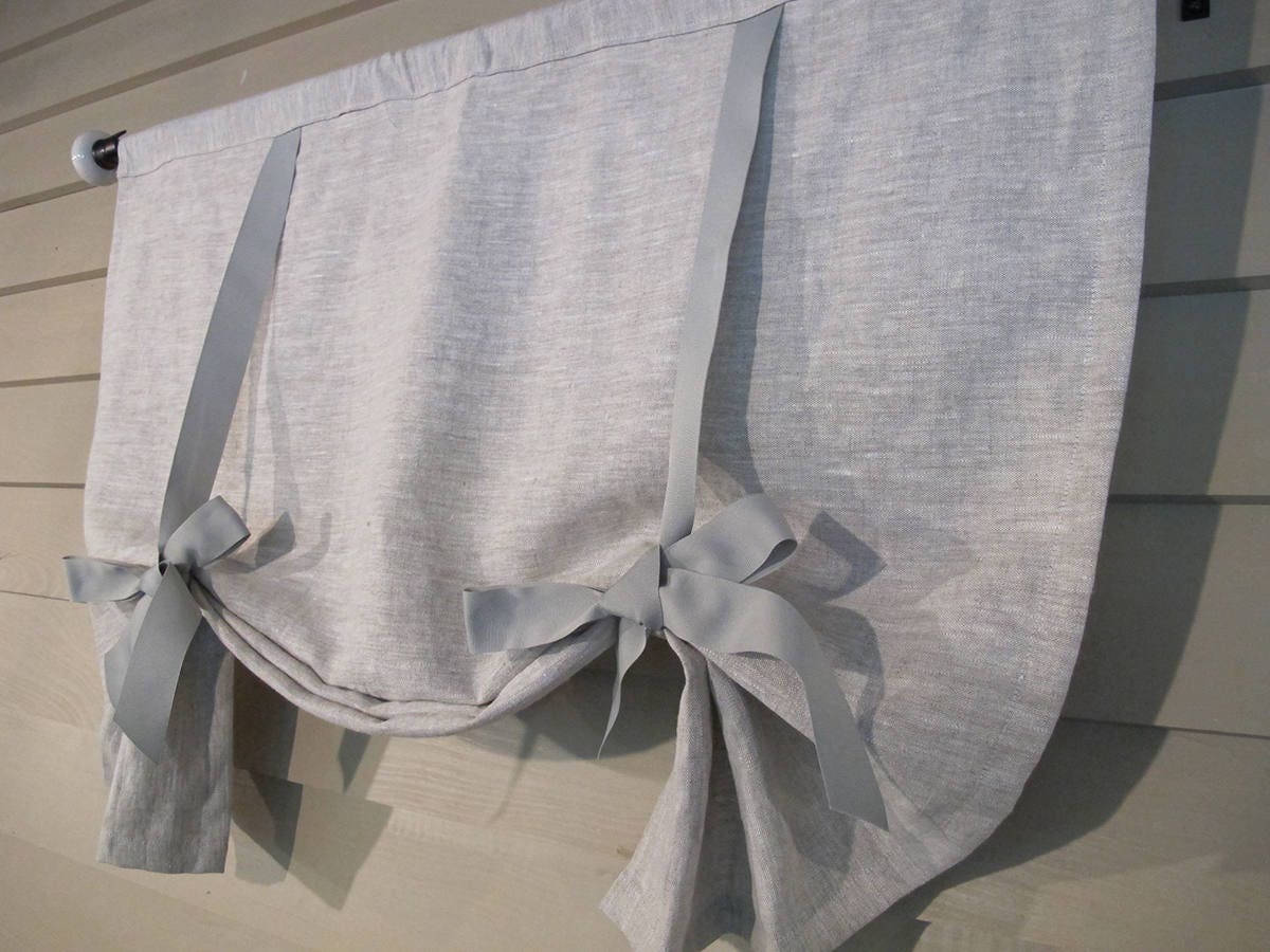 Gray Linen 36 Inch Long Stage Coach Blind Swedish Roll Up Shade