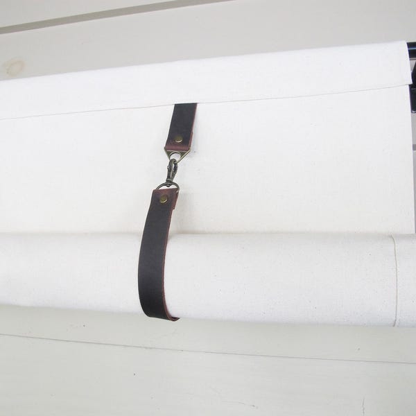 Natural Canvas Swedish Blind with Genuine Leather Straps, Custom Widths 60L or shorter