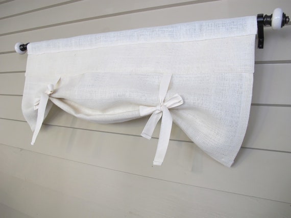 Weisse Leinwand Rollo Volant Tropfen Mit Krawatten Binden Etsy