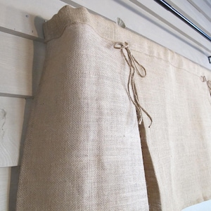 Pleated Burlap Valance With Jute Bows Window Treatment Natural Rustic ...