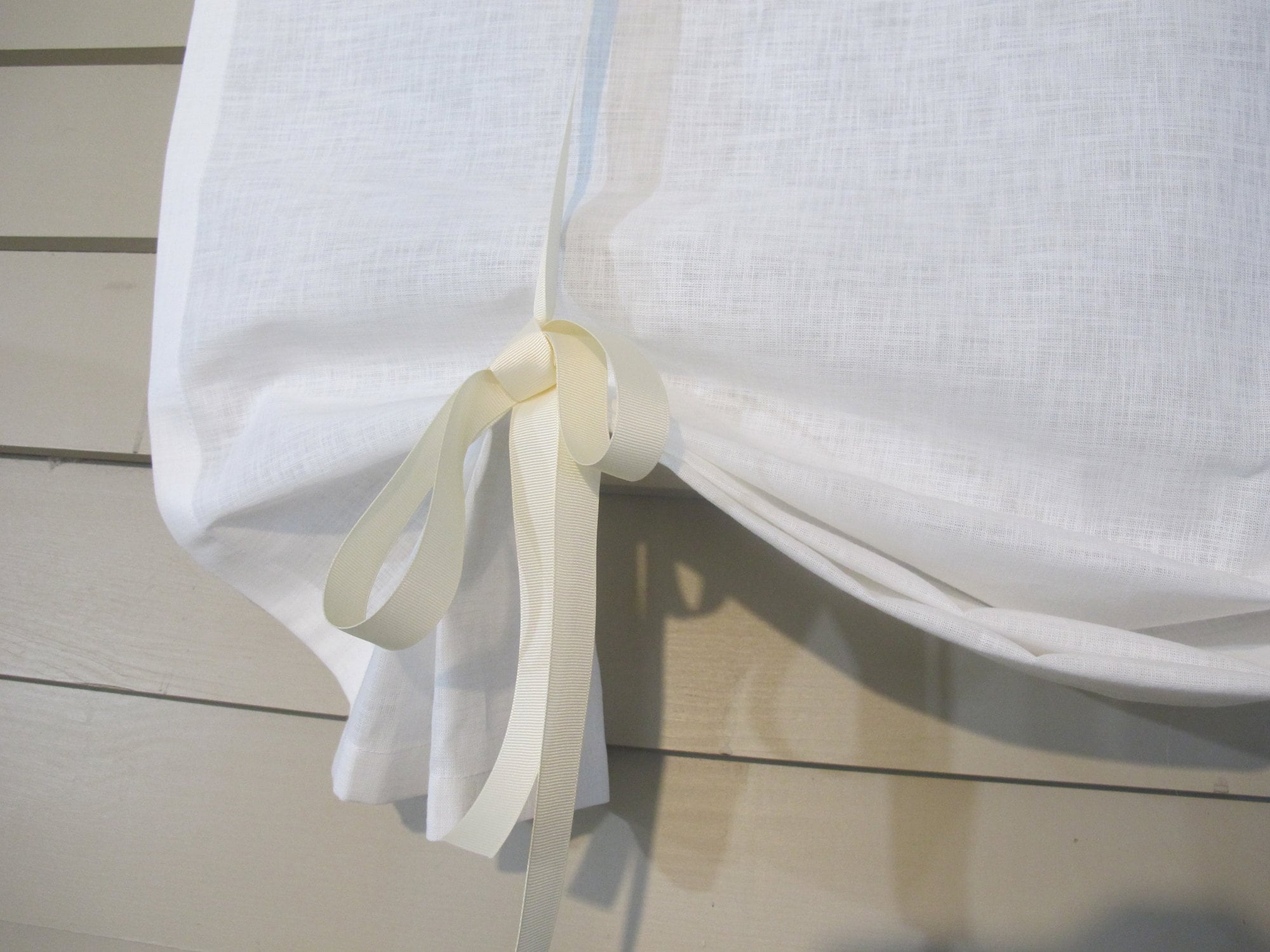 Tie Up Linen-Look Semi-sheer Cotton Window Curtain, Custom Widths, 36 Inch or Custom Lengths Small Window Wide P080824