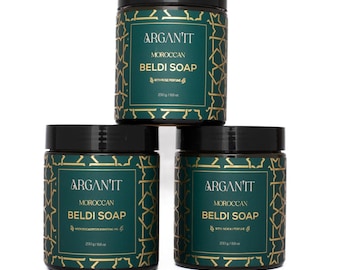 Moroccan Black Soap Beldi Organic Savon Noir, Hammam Exfoliating Body Scrub 250g