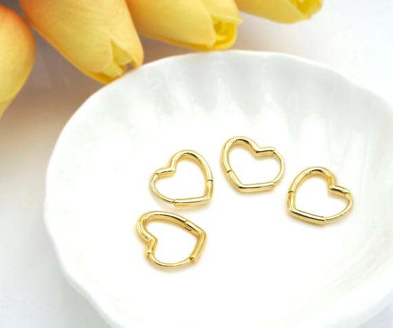 The 18K Gold Heart Shape Huggie Earring,Earring Hook, Earring Component,18X19Mm, Sku#Ld60