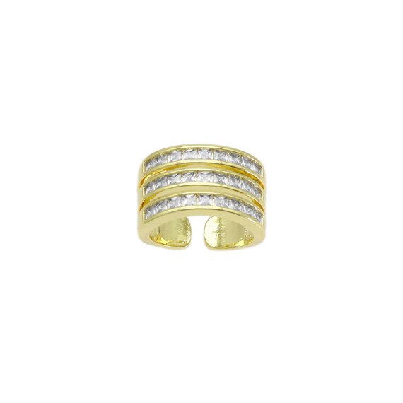 Baguette Cz Three Lines Adjustable Ring, Sku#Lx486