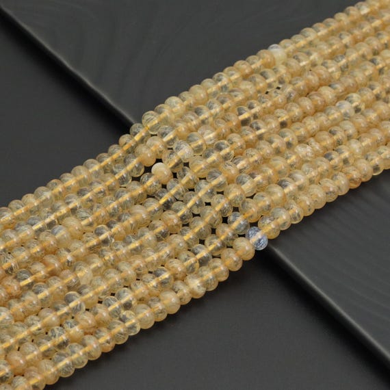 The 5x8mm Rondelle Smooth Yellow Quartz Beads, Sku# U1915