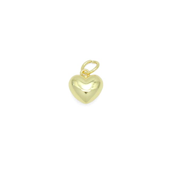 Cute Puffy Gold 3D Heart Shape Charm Pendant, Sku#Ld655