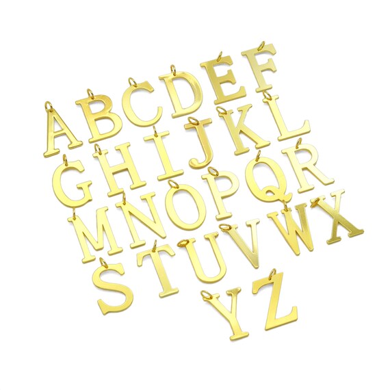 Large Plain Gold Initial Charm, Alphabet Letter, Personalized Charm, Sku#A219