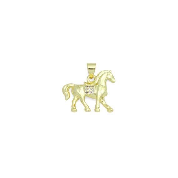Cz Gold Horse Charm Pendant, Sku#Lk1198