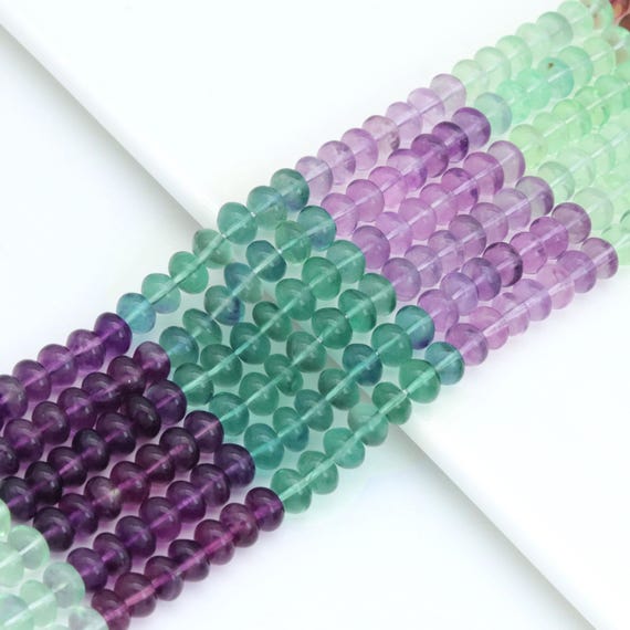 The 5x8mm Genuine Multicolor Fluorite Smooth Rondelle Beads, Sku#U2070