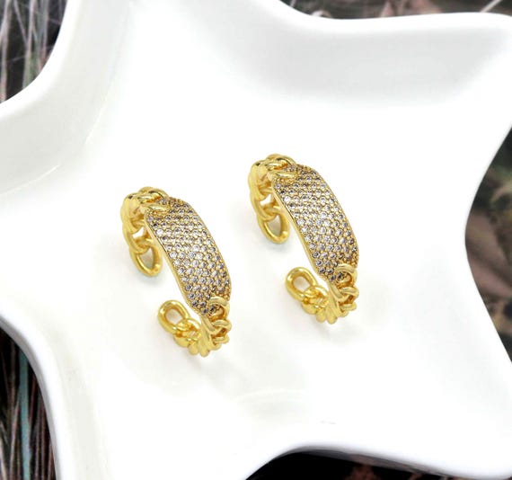Cz Gold Oval Center Link Ring, Sku#Lk737