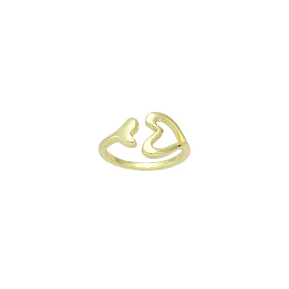 Gold Heart Whale Tail Adjustable Ring, Sku#Lx651