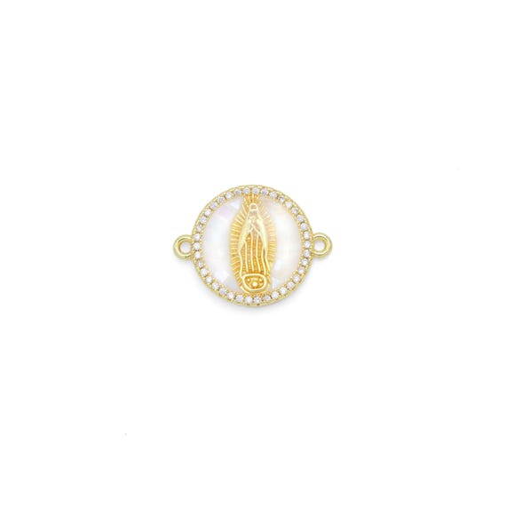 Mother-Of-Pearl Virgin Mary Connector Charm Pendant, Sku#Wl14