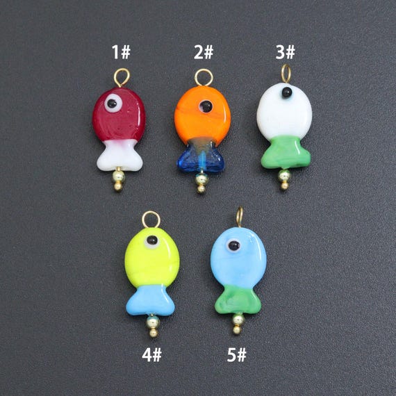 Coloful Fish Charm Pendant-handmade ocean-inspired pendant, Sku#EF828