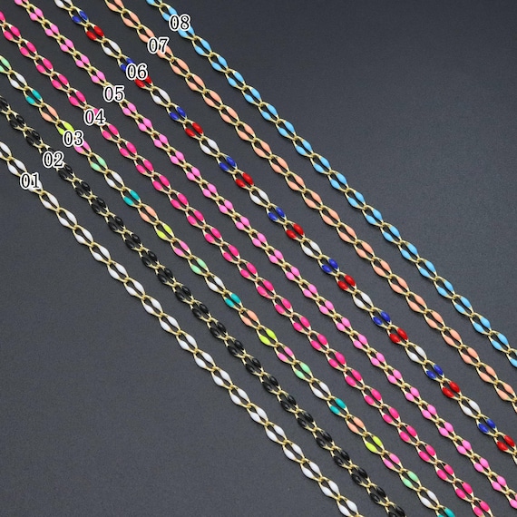 Dainty white enamel Chain by Yard/Necklace,sku#HX01