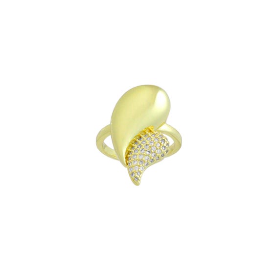 Clear Cz Double Teardrop Statement Adjustable Ring, Sku#Lk1116