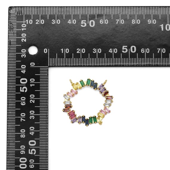 Colorful Baguette Cz Round Ring Charm, Sku#lx307 - Etsy