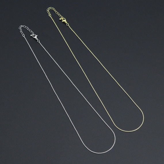 Gold Silver Thin box Link Chain Necklace , Sku#LX844