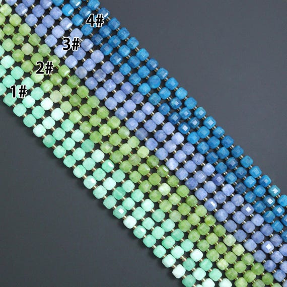 10x10mm Faceted Cube Jade Beads, Sku#U2246-2