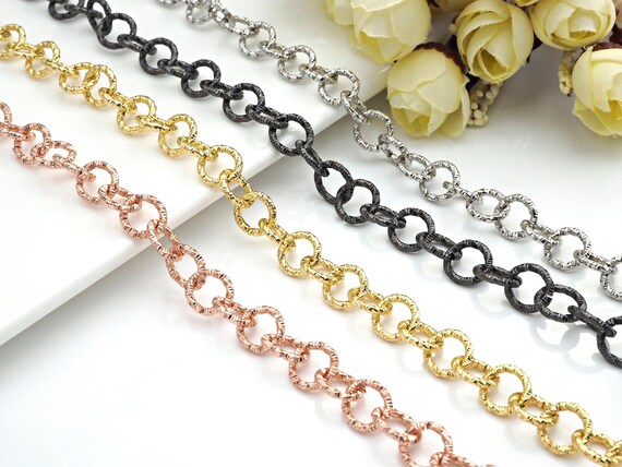 The 11mm Chunky Linked Chain by Yard, Gold Brass Chain, Gold| Gunmetal | Silver| Rose Gold Chain, sku#E508