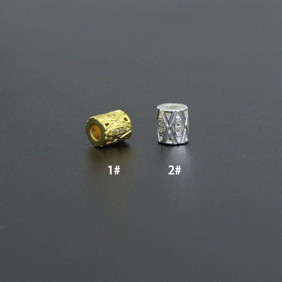 Gold Silver Geometric Barrel Spacer Bead, Sku#Y1071