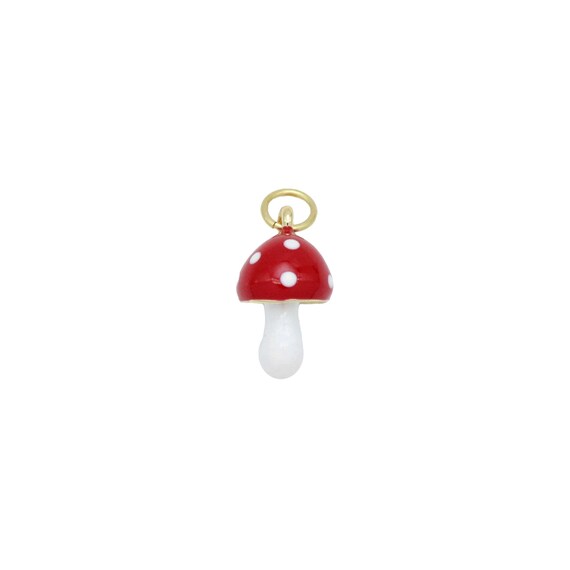 Colorful Enamel Red White Mushroom Shape Charm Pendant, Sku#Y1007