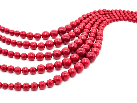 The 15 Inches Strand High Quality Natural Mop Beads, 8-16Mm Graduated Pearl Strand, Vintage Red Color Plated, Pearl Shell Beads, Sku#U48