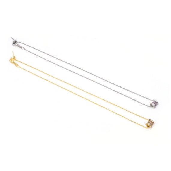 Gold Silver Dainty Chain With Tube Spacer Necklace,Sku#Ef310