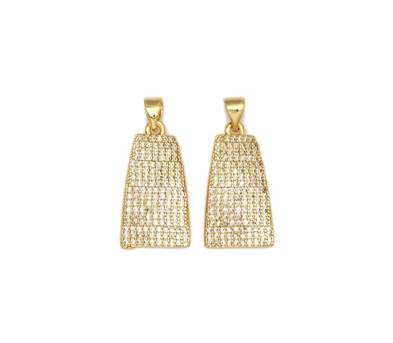 Cz Micro Pave Bell Shape Pendant, 18K Gold Filled Cubic Zirconia Charm, Necklace Bracelet Charm Pendant,12X22Mm, Sku#Lk474