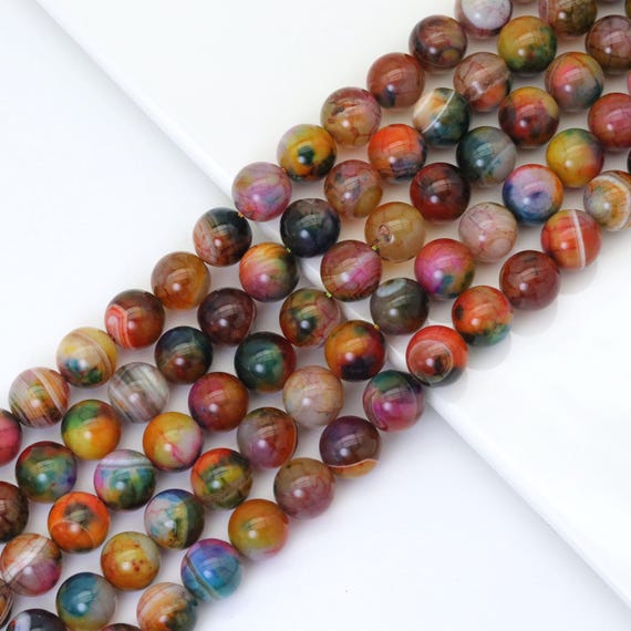 The 14mm Orange Green Agate Round Smooth Beads, Sku#U1847