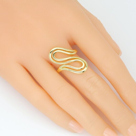 Plain Gold S Hook Shape Adjustable Ring, Sku#Lx686